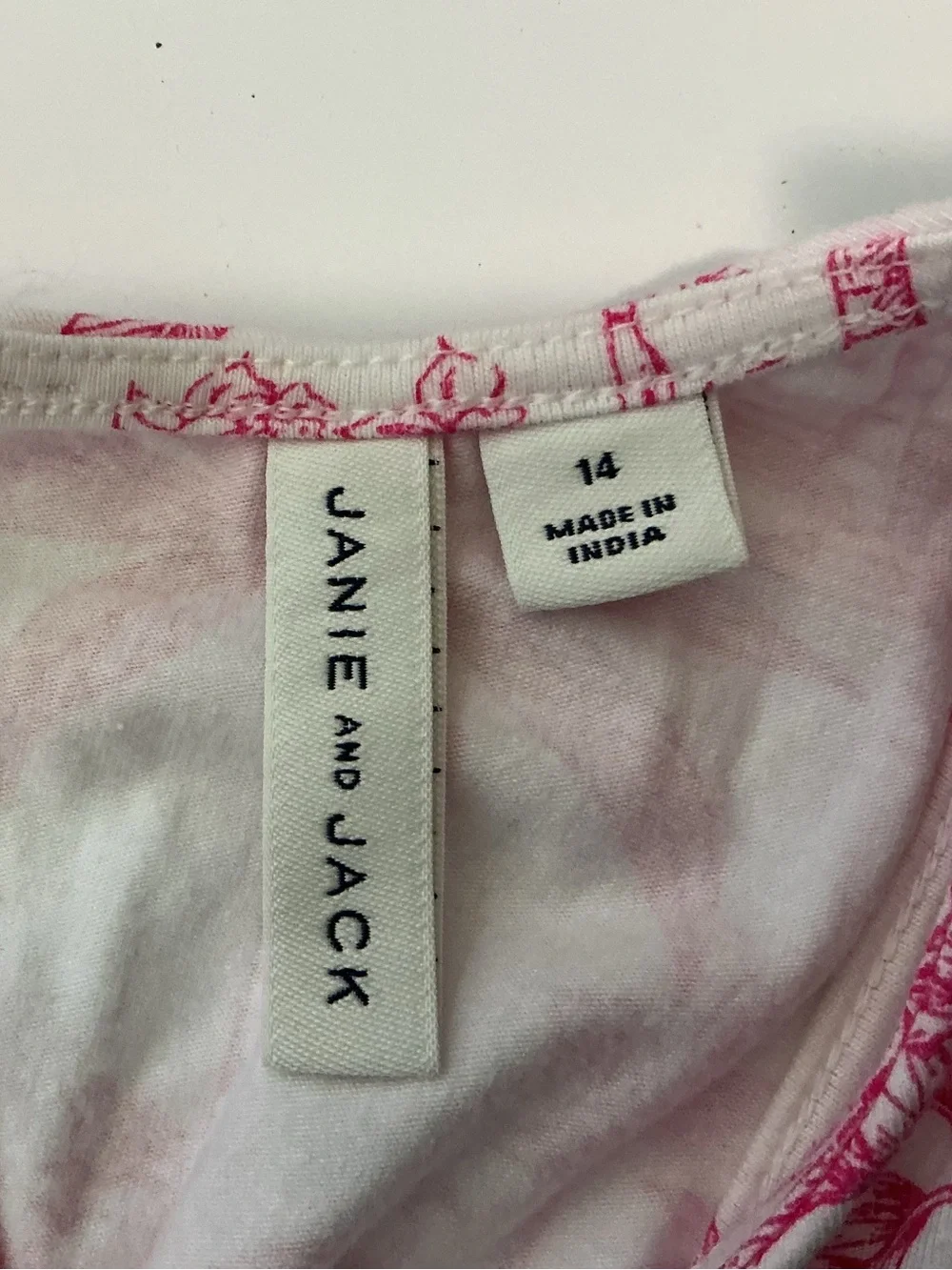 Janie and Jack Girls Pink Palm Toile Tiered Charleston Sundress Size 14 NWOT